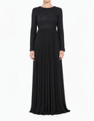 Black Naveera Pleated Modest Maxi Dress