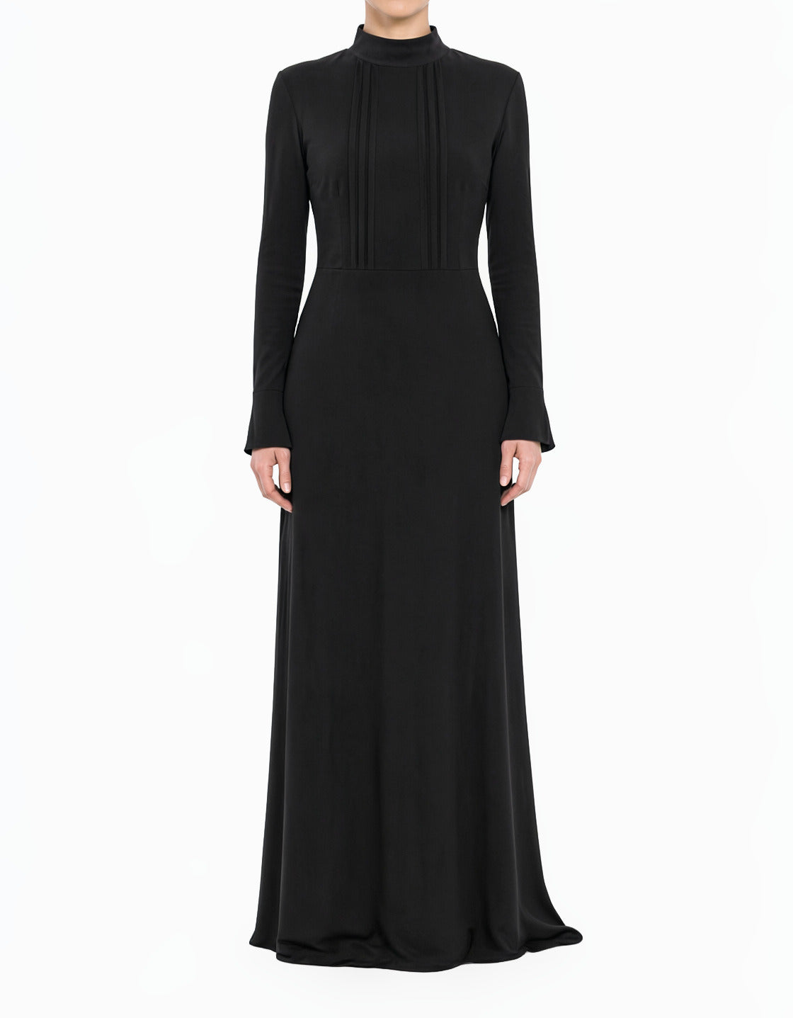 Black Pleats Wide Sleeve Modest Dress