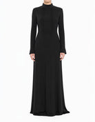 Black Pleats Wide Sleeve Modest Dress