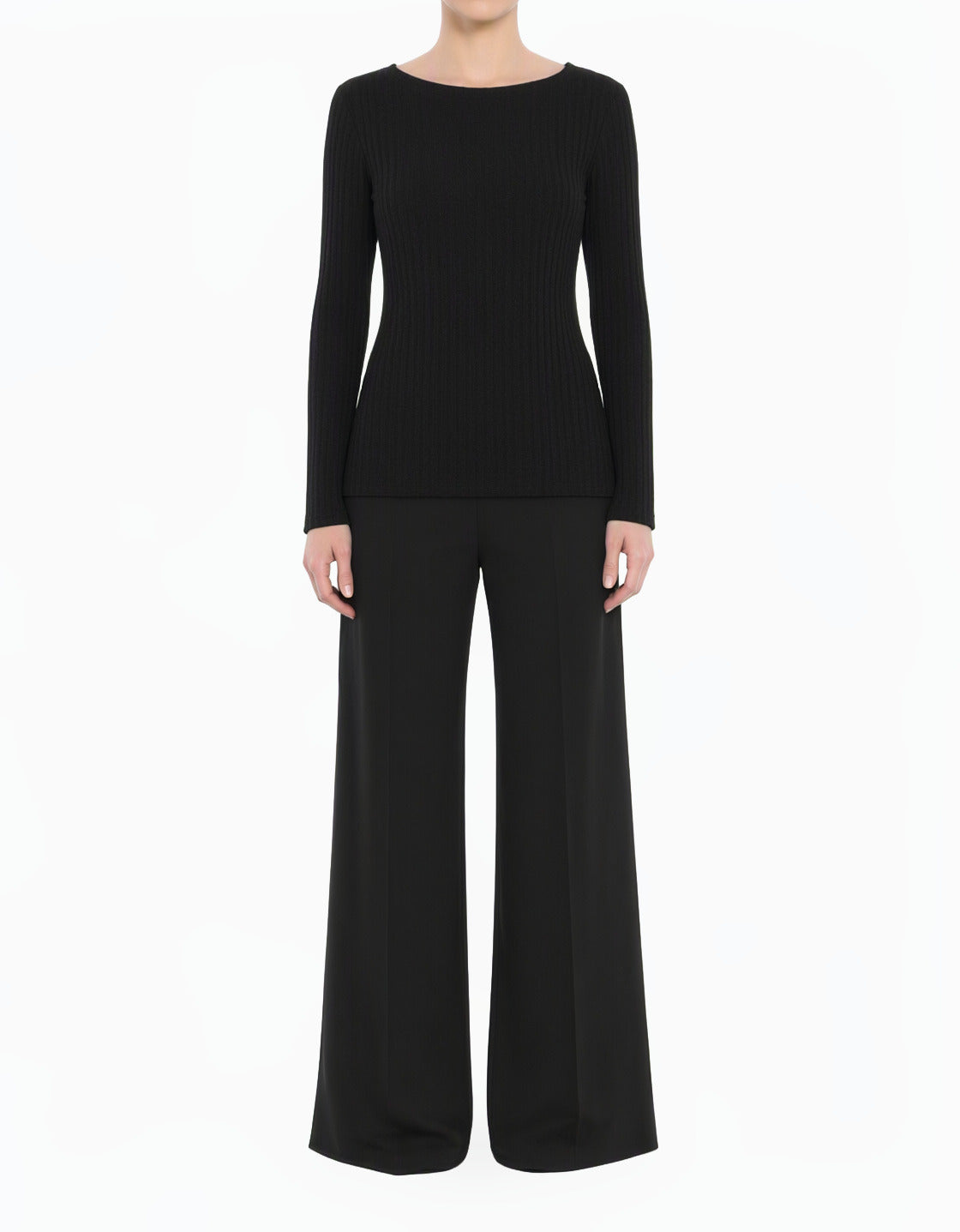Black Ribbed Sweater Shirt