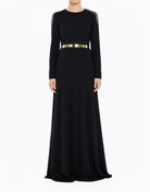 Black Shoulder Chains Modest Dress