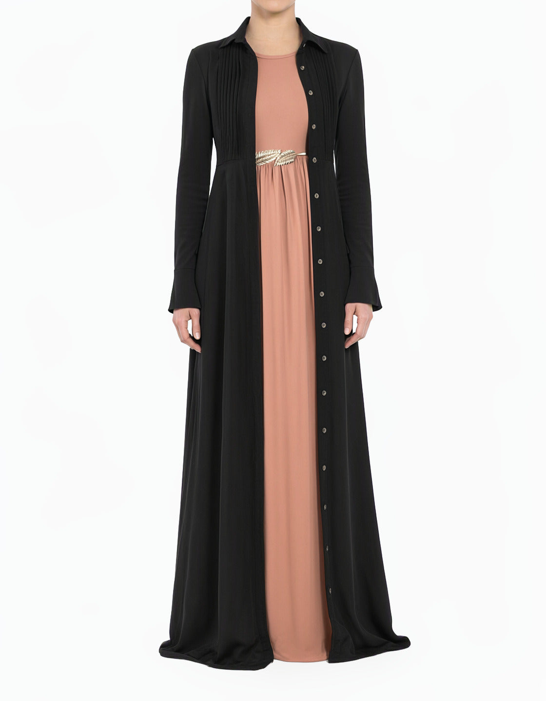 Black Tamara Button-Down Cardigan Modest Dress
