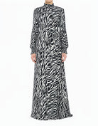 Black/White Bold Zebra Modest Maxi Dress