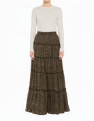 Black Wild Cheetah Tiered Modest Maxi Skirt