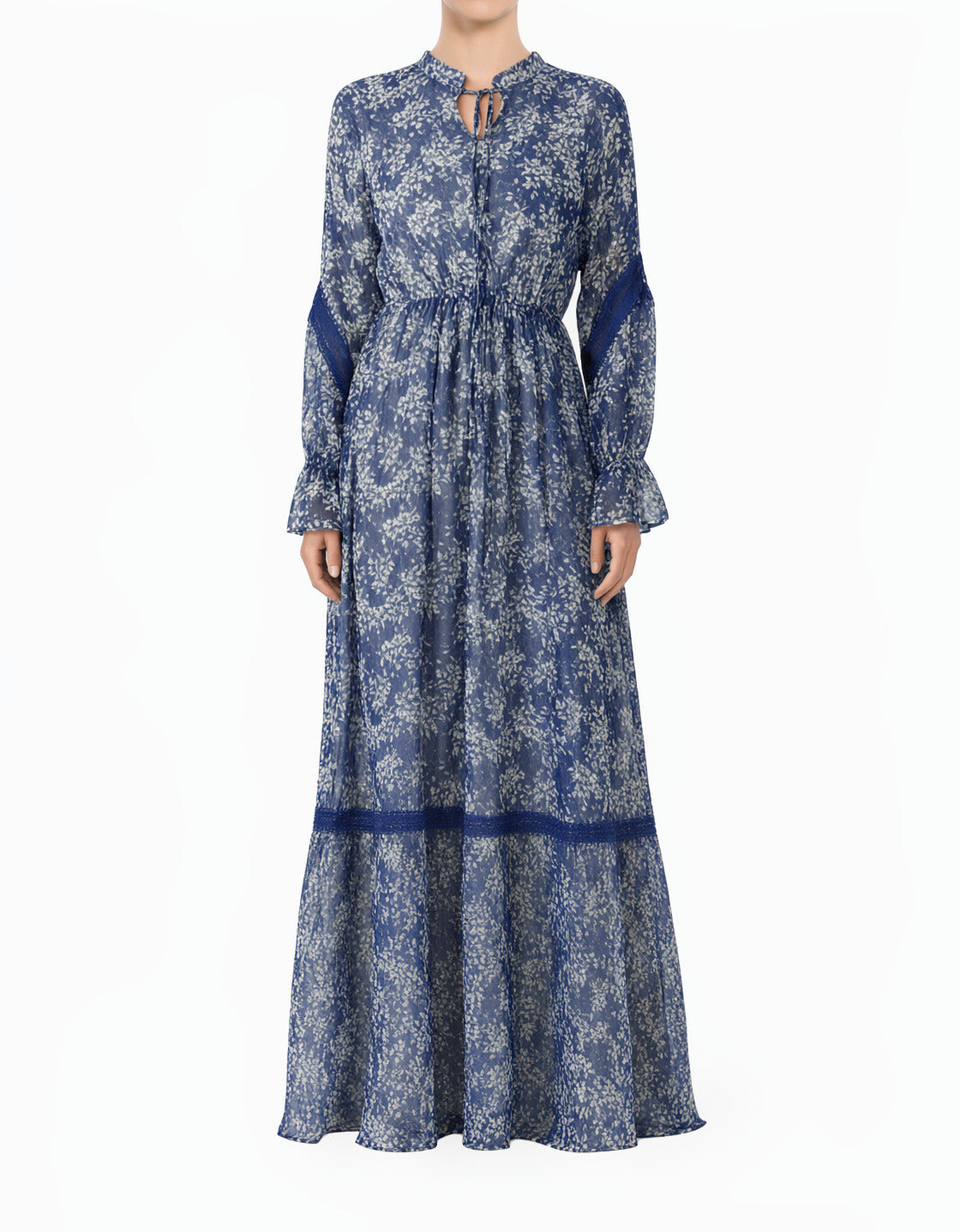 Blue Juliet Long Sleeve Modest Maxi Dress