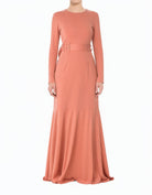 Blush classic silhouette modest dress