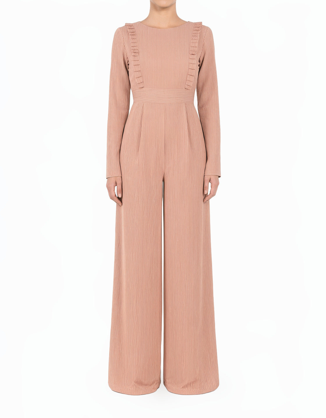 Blush stripes RUFFLES MODEST JUMPSUIT