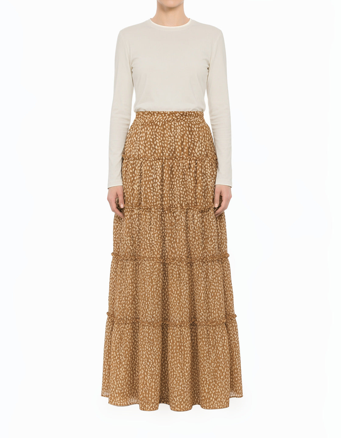 Carmel Wild Cheetah Tiered Modest Maxi Skirt