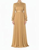 champagne Satin dreamy romance modest maxi dress