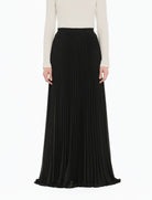 Black Pleated Chiffon Modest Maxi Skirt