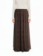 Chocolate Waffle Plaid Chiffon Modest Maxi Skirt