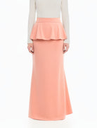 LightSalmon Peplum Modest Maxi Skirt