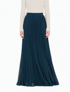 Teal Pleated Modest Maxi Skirt