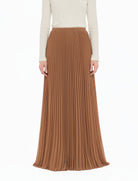 Mocha Pleated Chiffon Modest Maxi Skirt