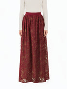 Voluminous Floral Lace Modest Maxi Skirt