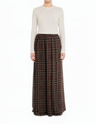 Chocolate Waffle Plaid Chiffon Modest Maxi Skirt