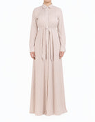 Blush Striped Button Down Modest Maxi Dress