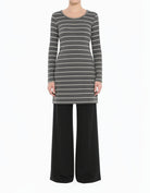 Gray Cotton-striped midi top