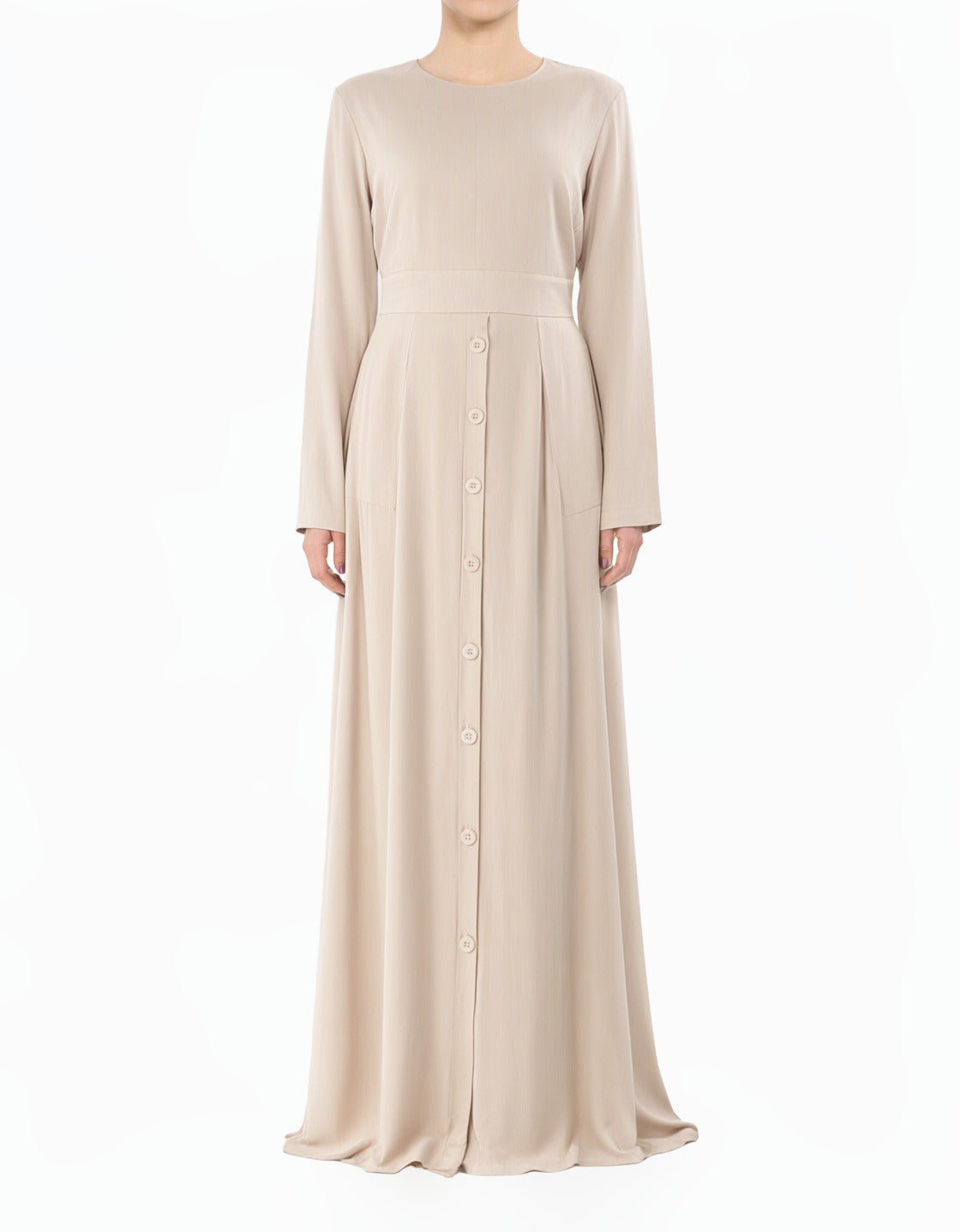 Cream Manal button down Modal modest maxi dress
