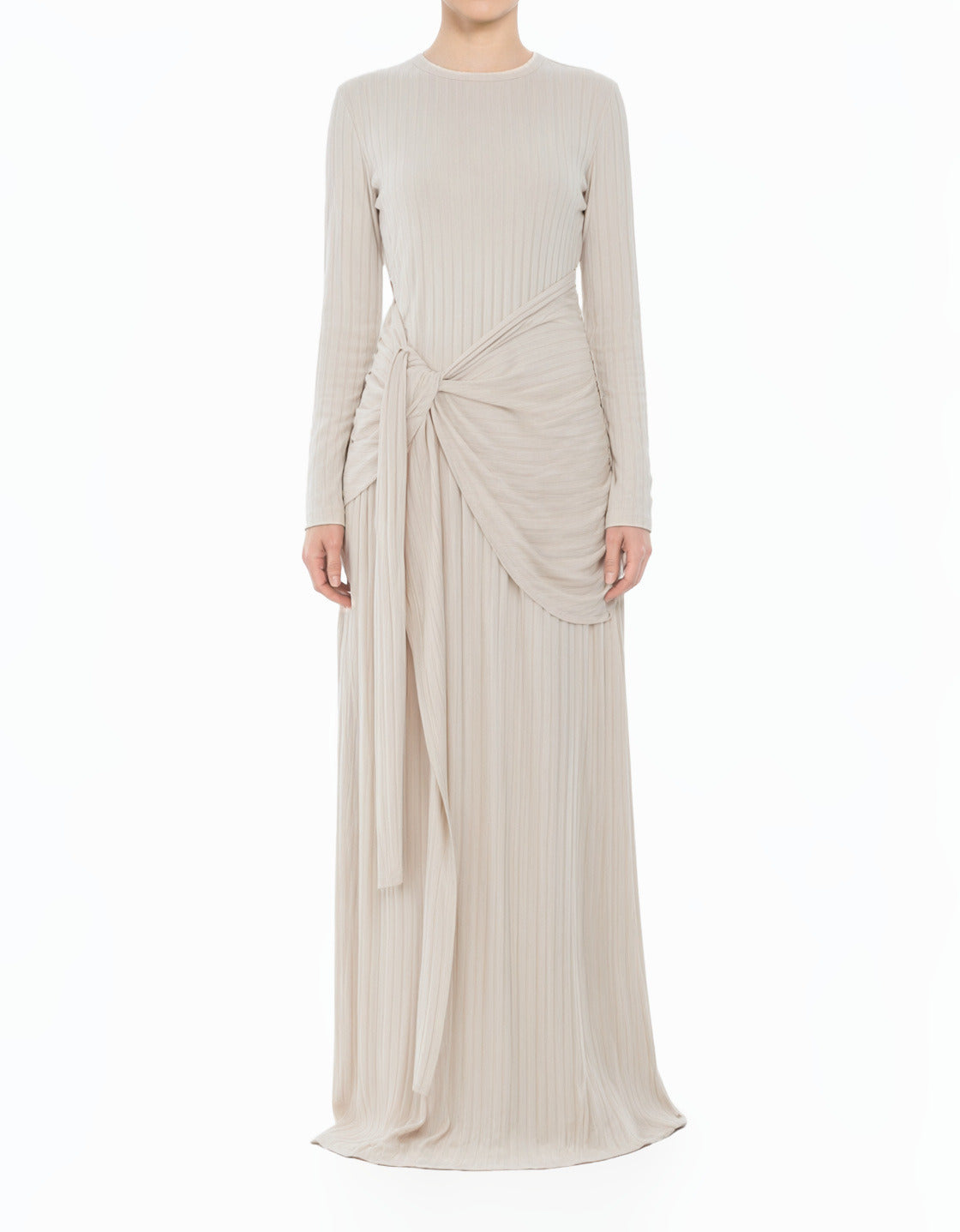 Cream Soft Ribbed Stunning Modest Maxi Dress