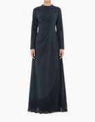 Deep Navy Fringe Queen Modest Maxi Dress