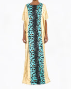 deep teal/Tan Leopard splash Bati Dress