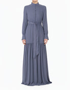 Denim Blue New Dress in Town Modest Long Sleeve Maxi