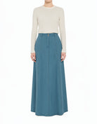 Soft-Wash Modest Denim Maxi Skirt