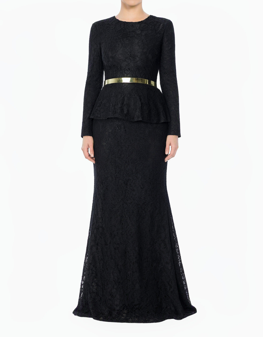 Elegant Lace Peplum Modest Dress