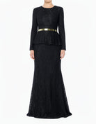 Elegant Lace Peplum Modest Dress