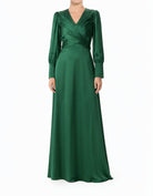 Emerald Sleek and Classy Satin Modest Maxi Dress