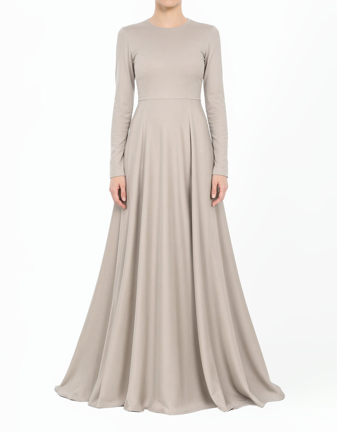 Gray A-Line Modest Maxi Dress