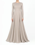Gray A-Line Modest Maxi Dress