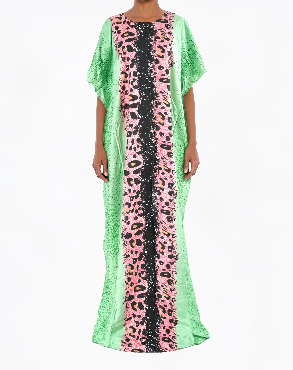 Green/pinkish Leopard splash Bati Dress