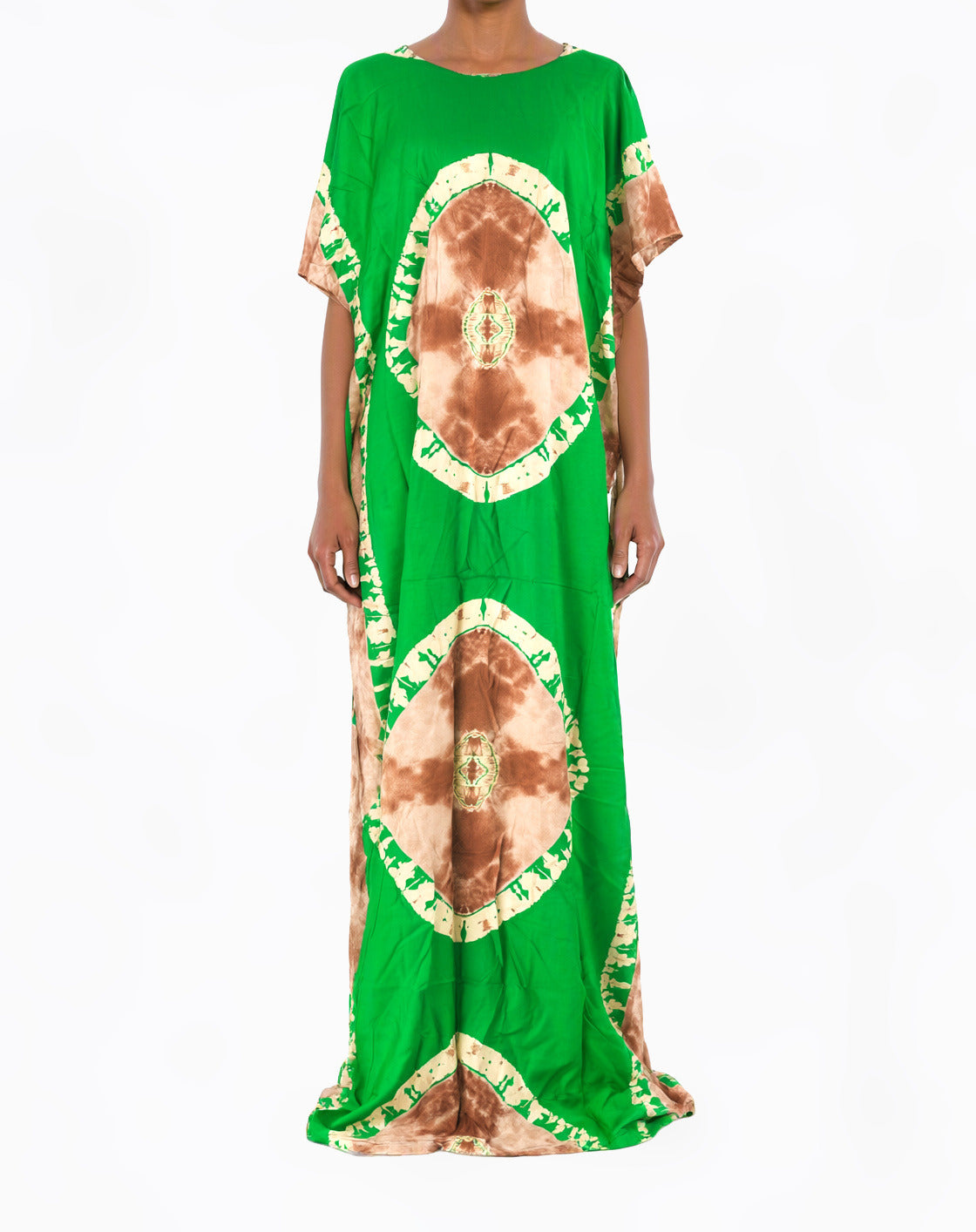 Green/tan African Queen Bati Dress
