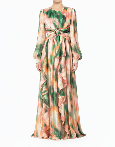 Hanaan dreamy abstract print modest dress