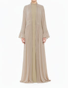 Cream Hayati embroidery detail chiffon abaya