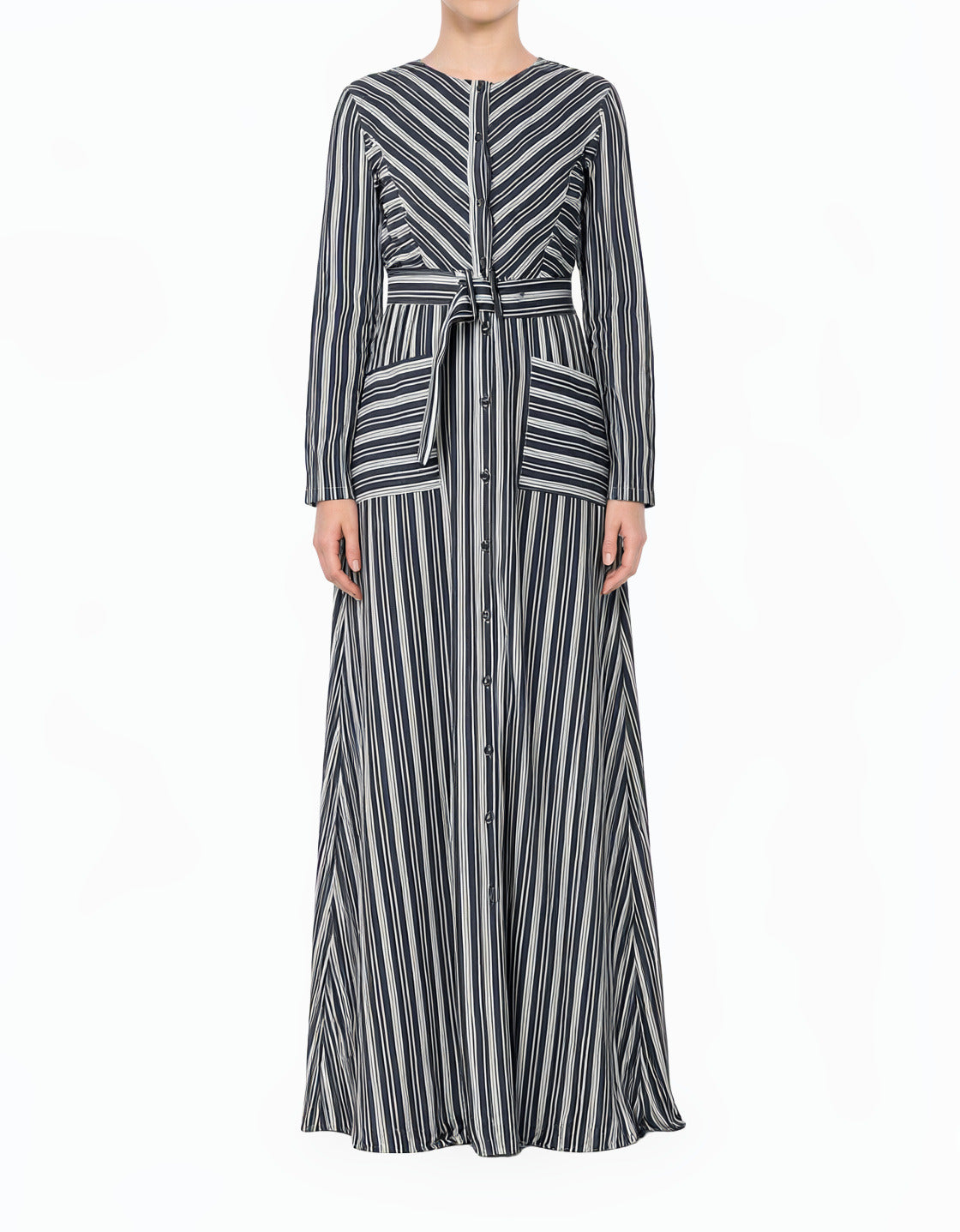 Impressive Stripped Modest Maxi Dress