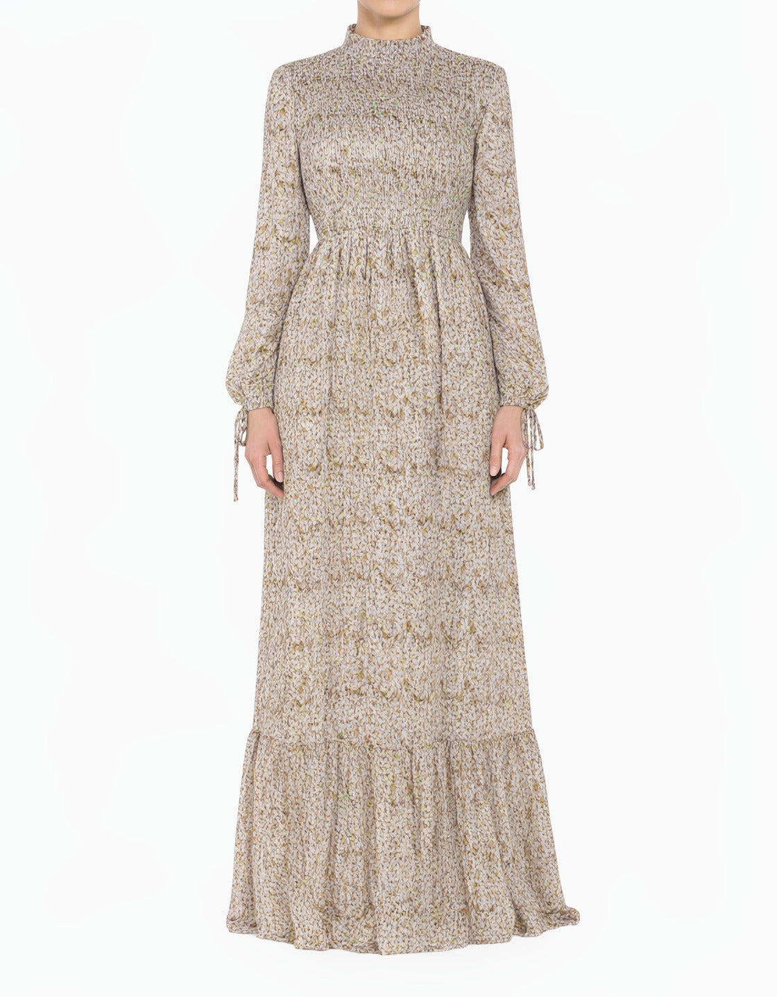 Lavender Jasmine petals Print Mock Neck Maxi dress