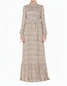 Lavender Jasmine petals Print Mock Neck Maxi dress