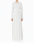 White Julia Ribbed Round Neck maxi dress