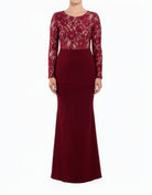 Lace Accent Bodycon Modest Maxi Dress