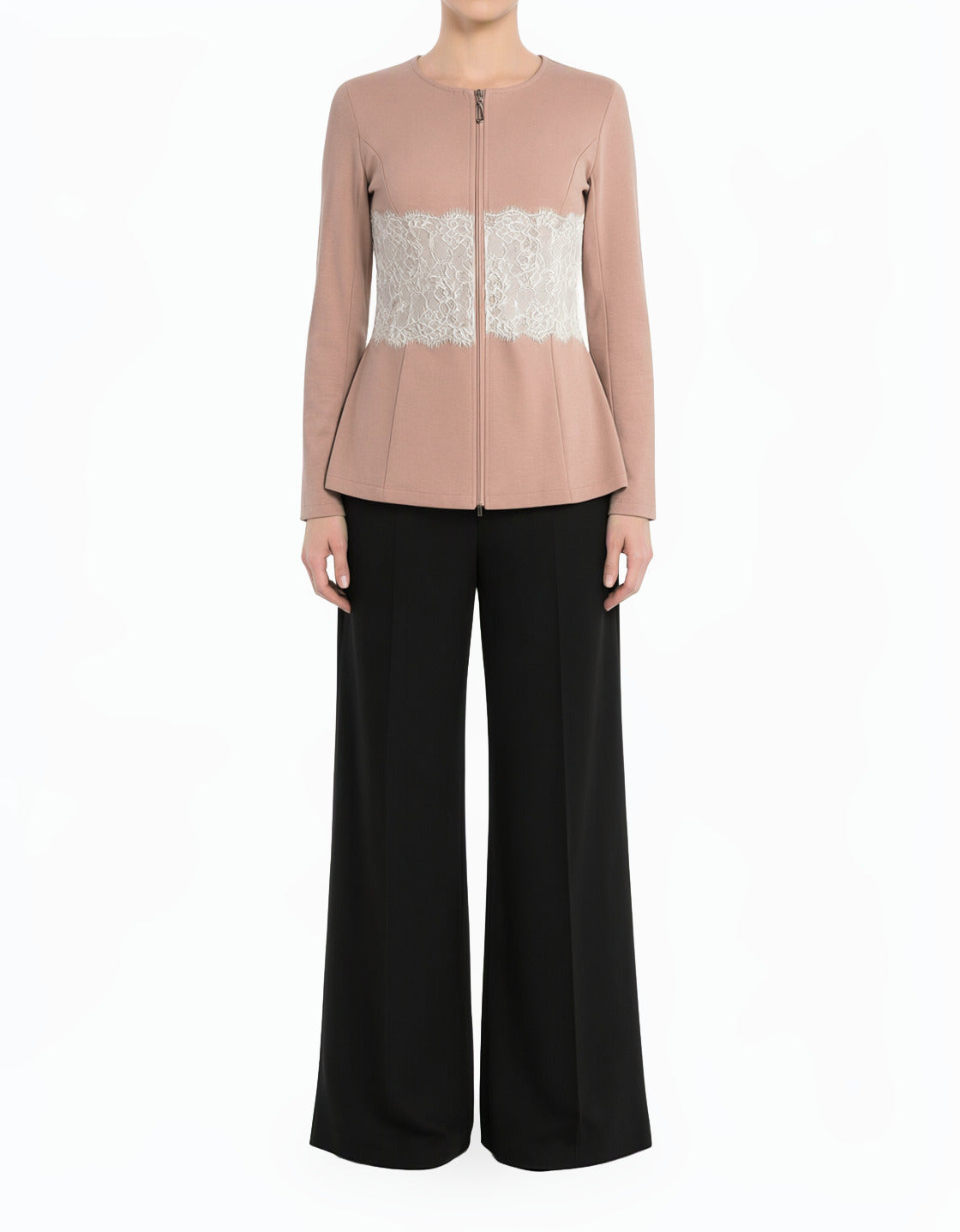 Blush Lace Detail zipper Jacket