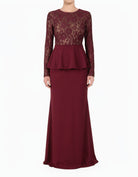 Lace-Top Peplum Modest Maxi Dress
