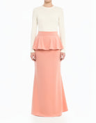 LightSalmon Peplum Modest Maxi Skirt