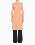 LightSalmon Modest Long Sleeve Midi Sweater Dress