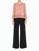 pink Modest Long Sleeve Satin Scrunch Blouse