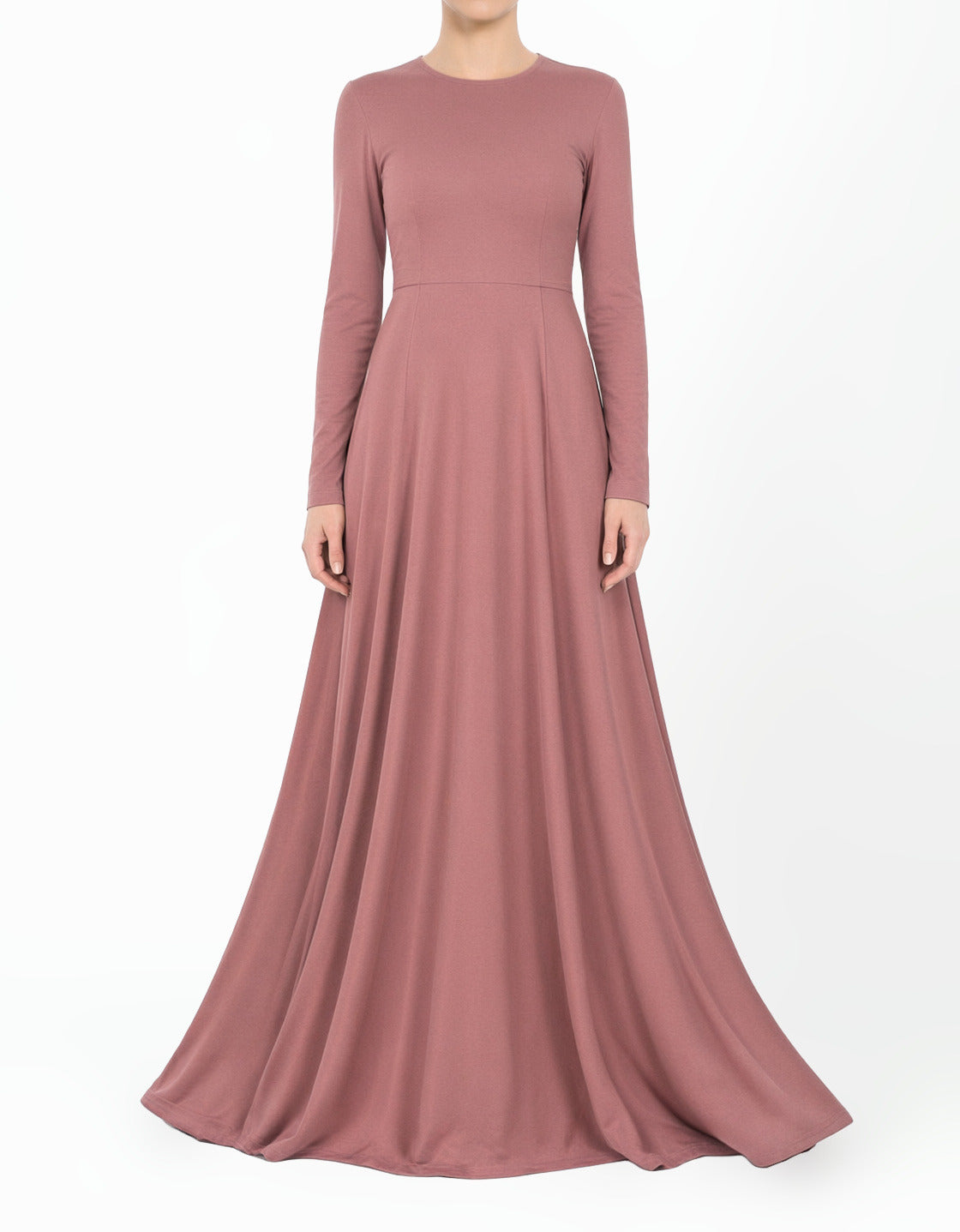Mauve A-Line Modest Maxi Dress