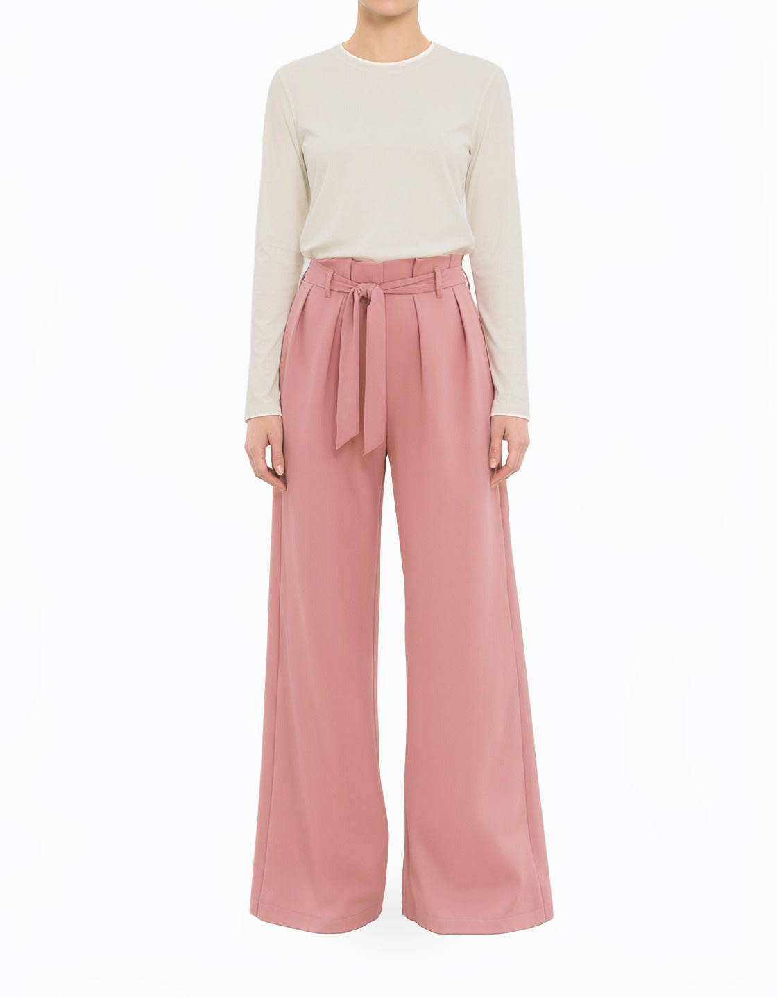 Mauve high waist pleats modest trousers