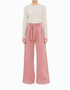 Mauve high waist pleats modest trousers